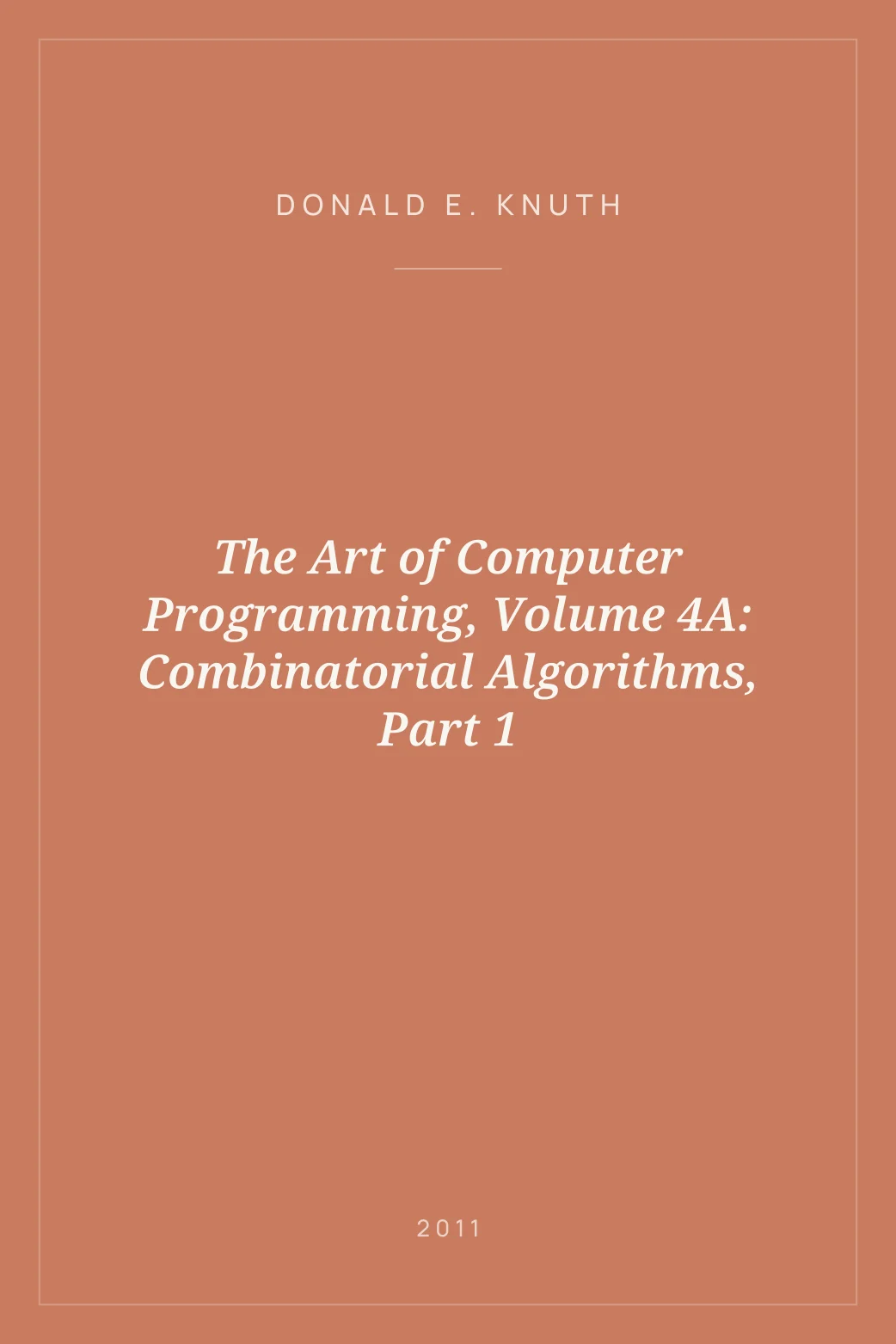Portada de The Art of Computer Programming, Volume 4A: Combinatorial Algorithms, Part 1