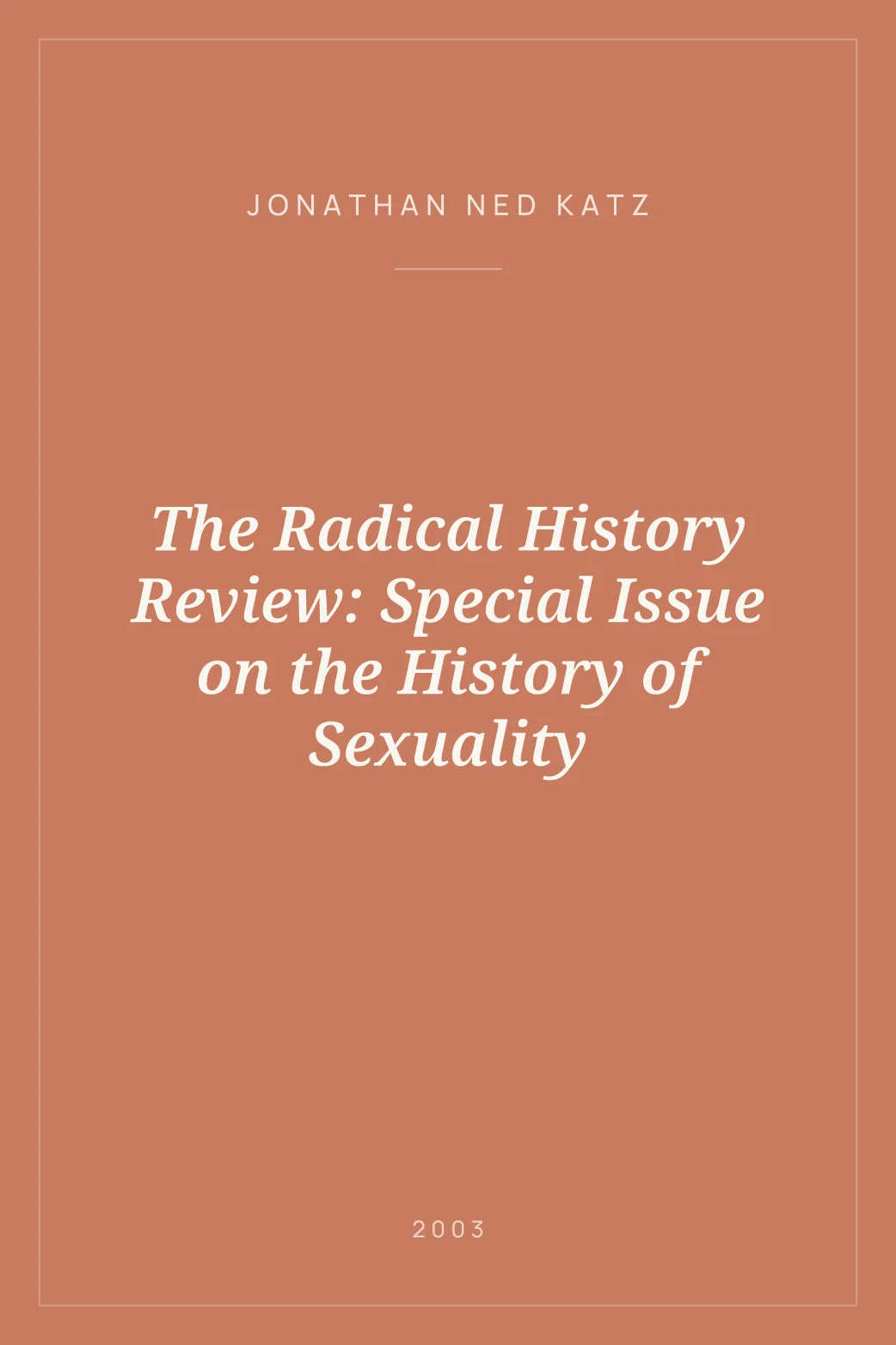 Portada de The Radical History Review: Special Issue on the History of Sexuality