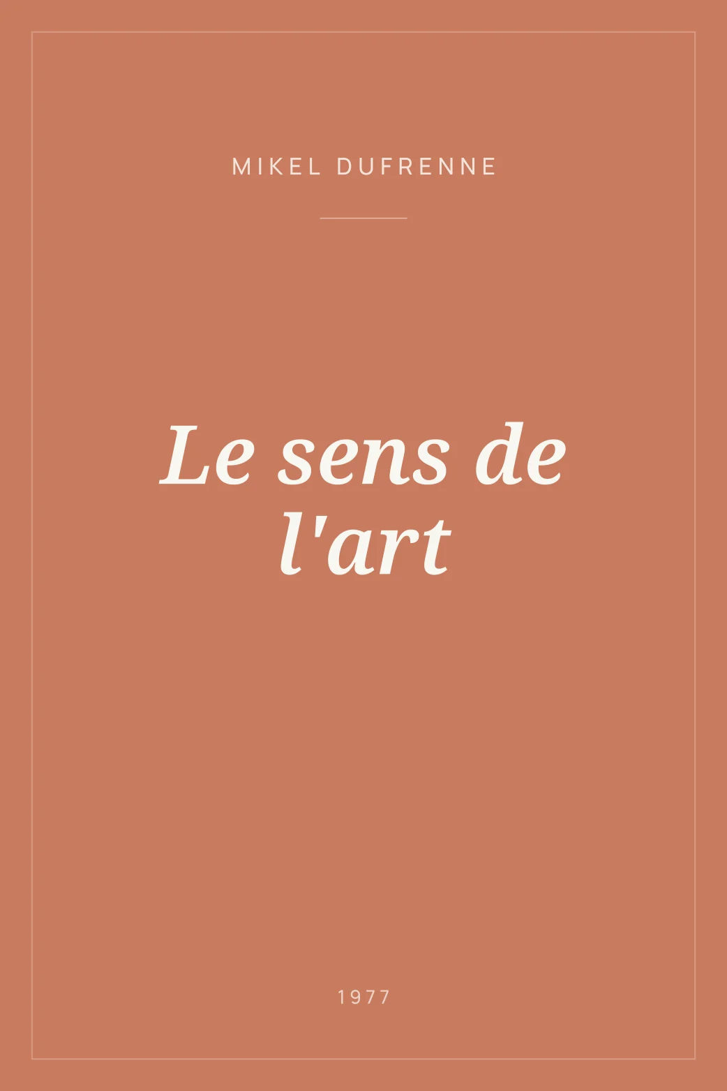 Portada de Le sens de l'art
