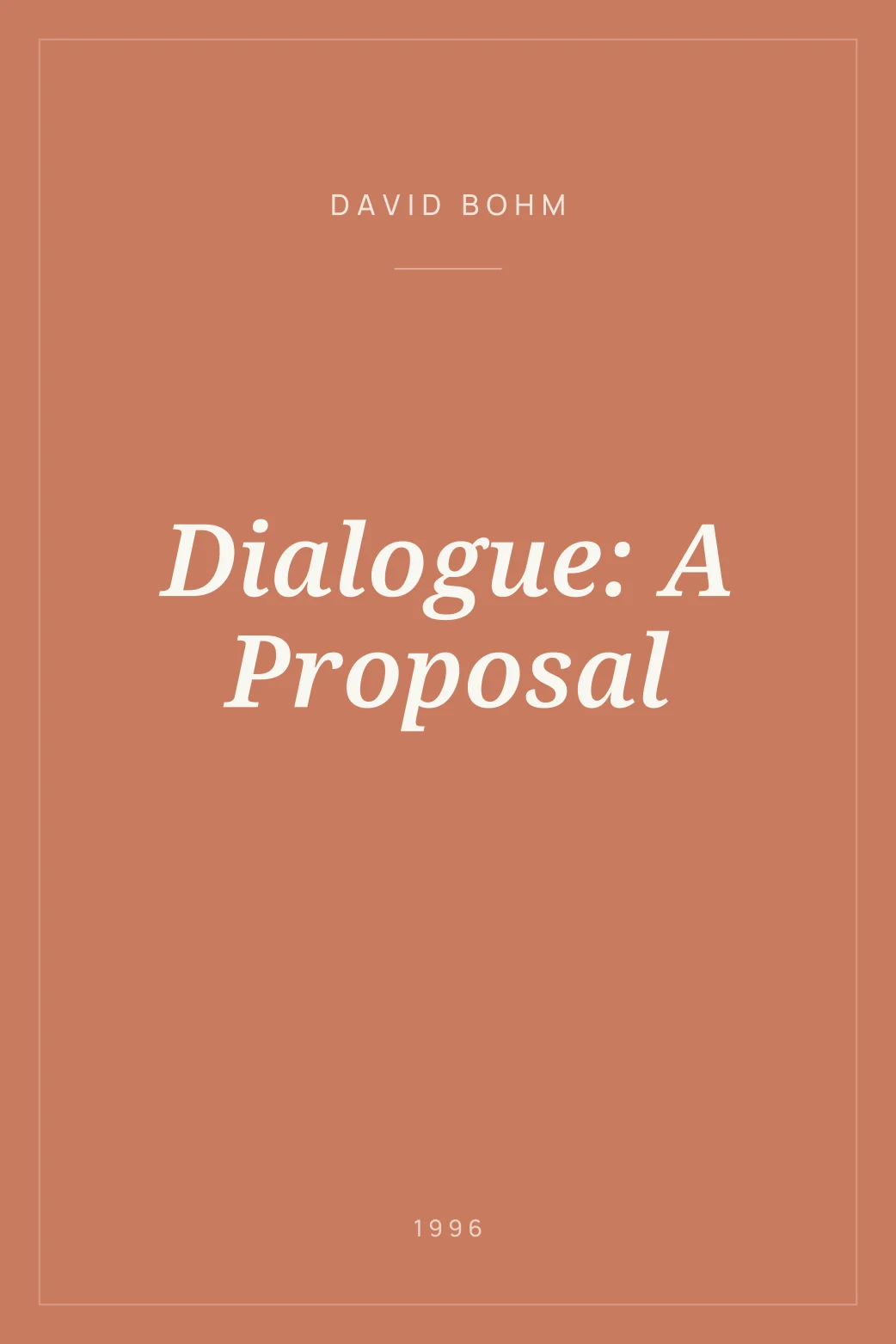 Portada de Dialogue: A Proposal