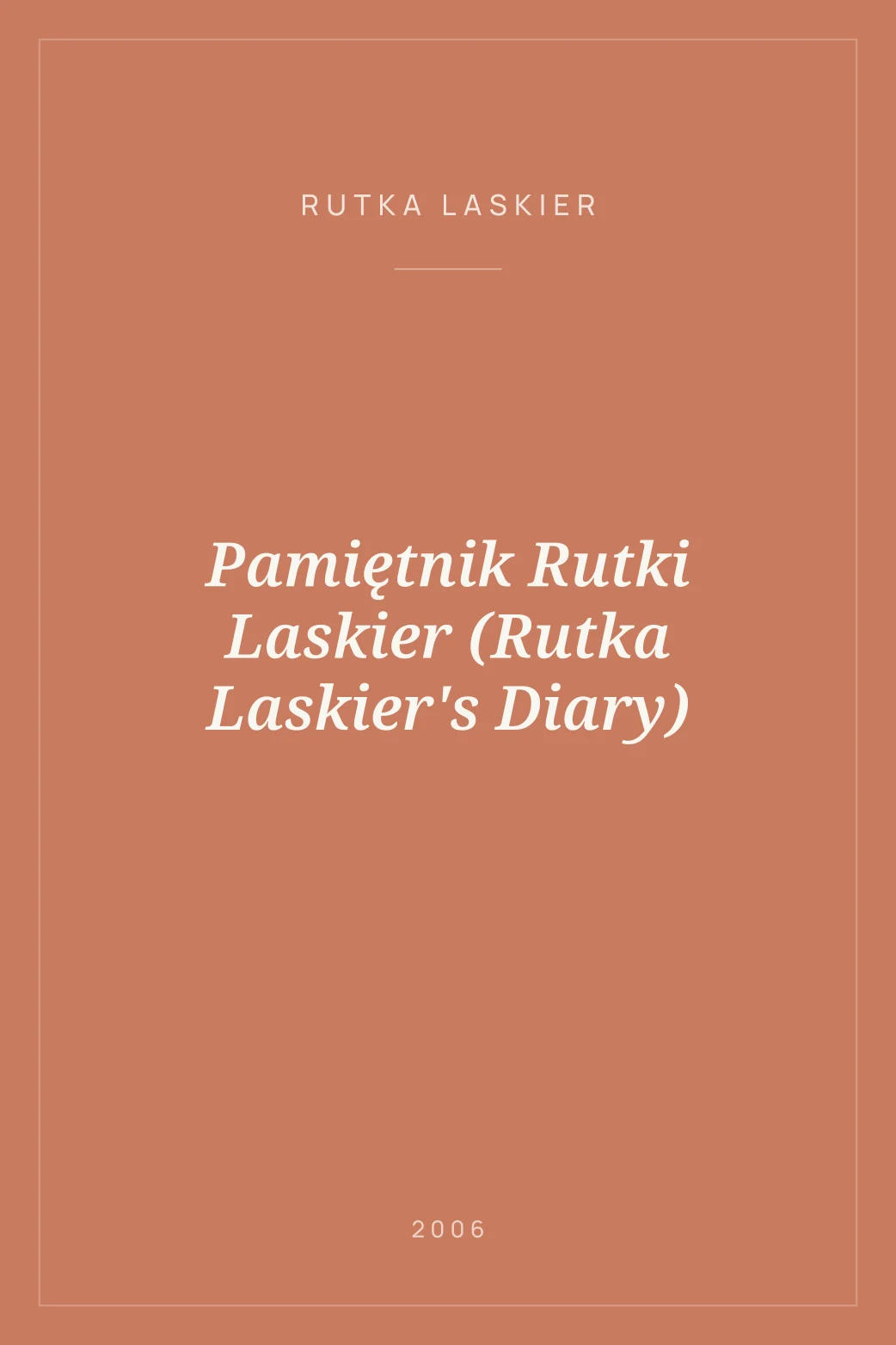 Portada de Pamiętnik Rutki Laskier (Rutka Laskier's Diary)