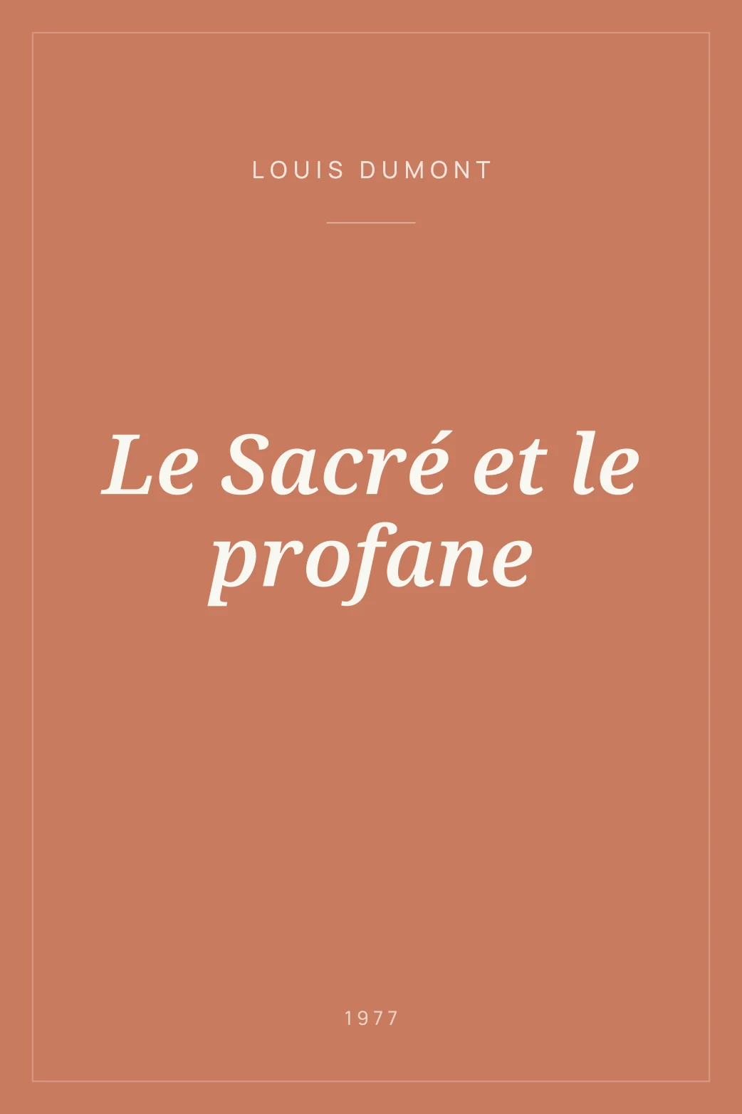 Portada de Le Sacré et le profane