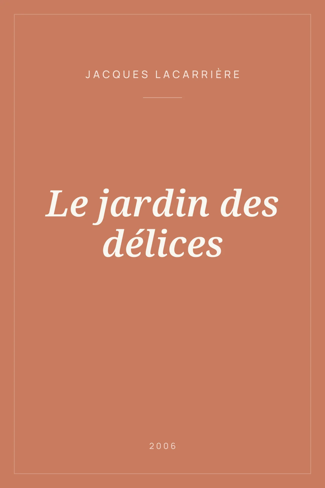 Portada de Le jardin des délices