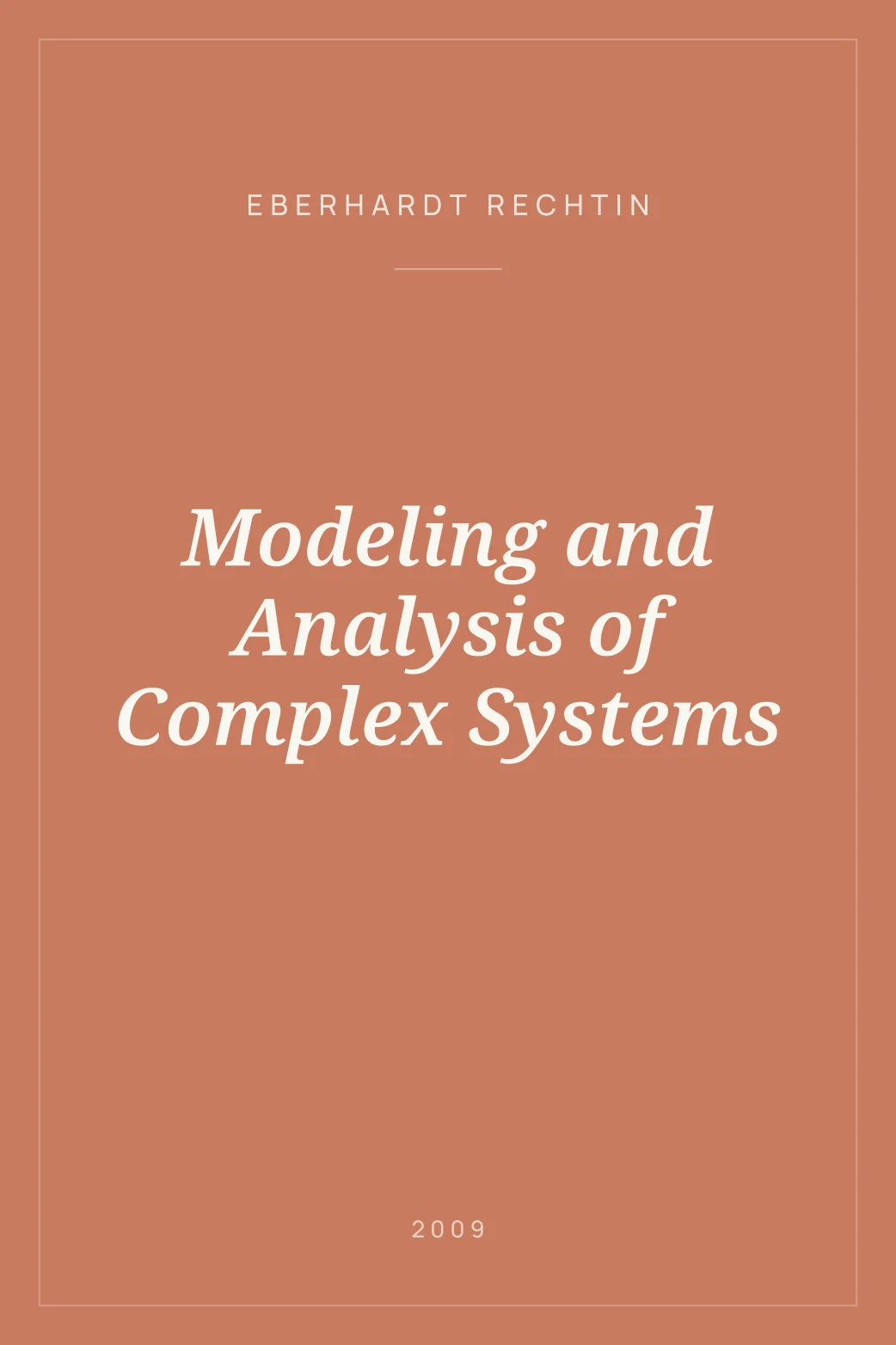 Portada de Modeling and Analysis of Complex Systems