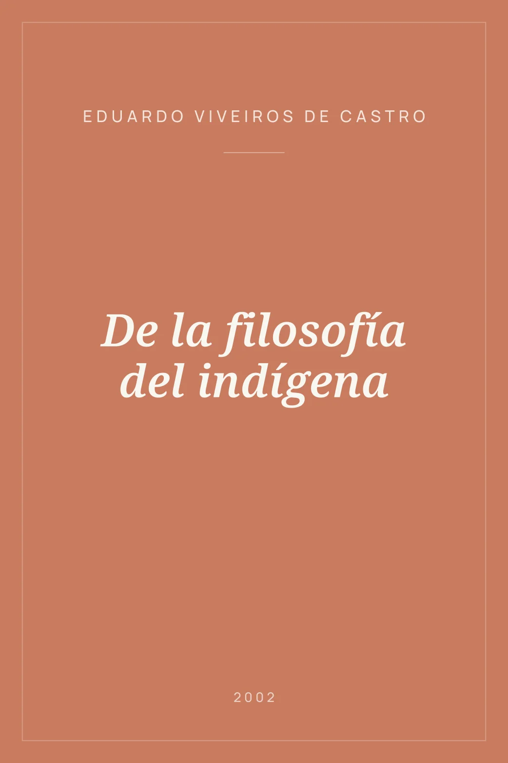 Portada de De la filosofía del indígena