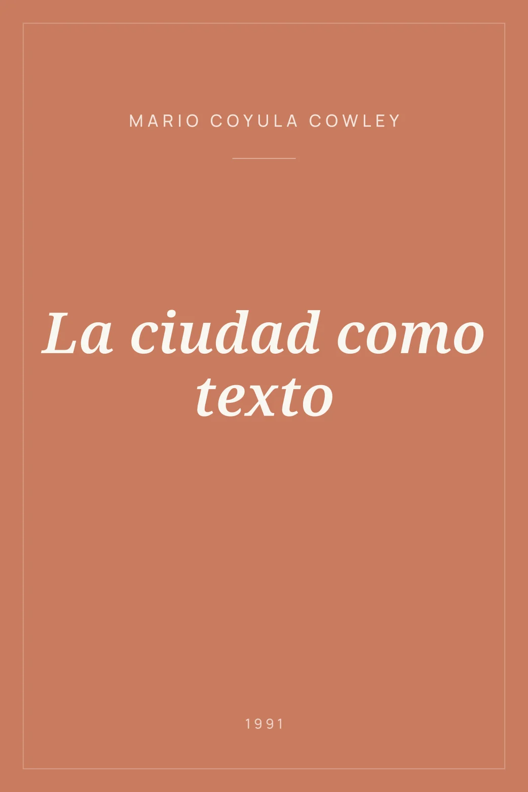 Portada de La ciudad como texto