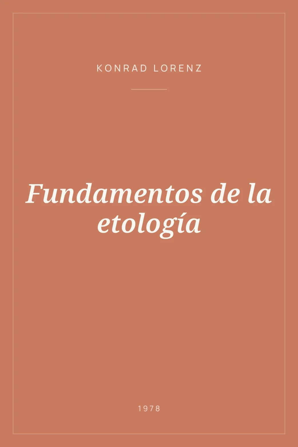 Portada de Fundamentos de la etología