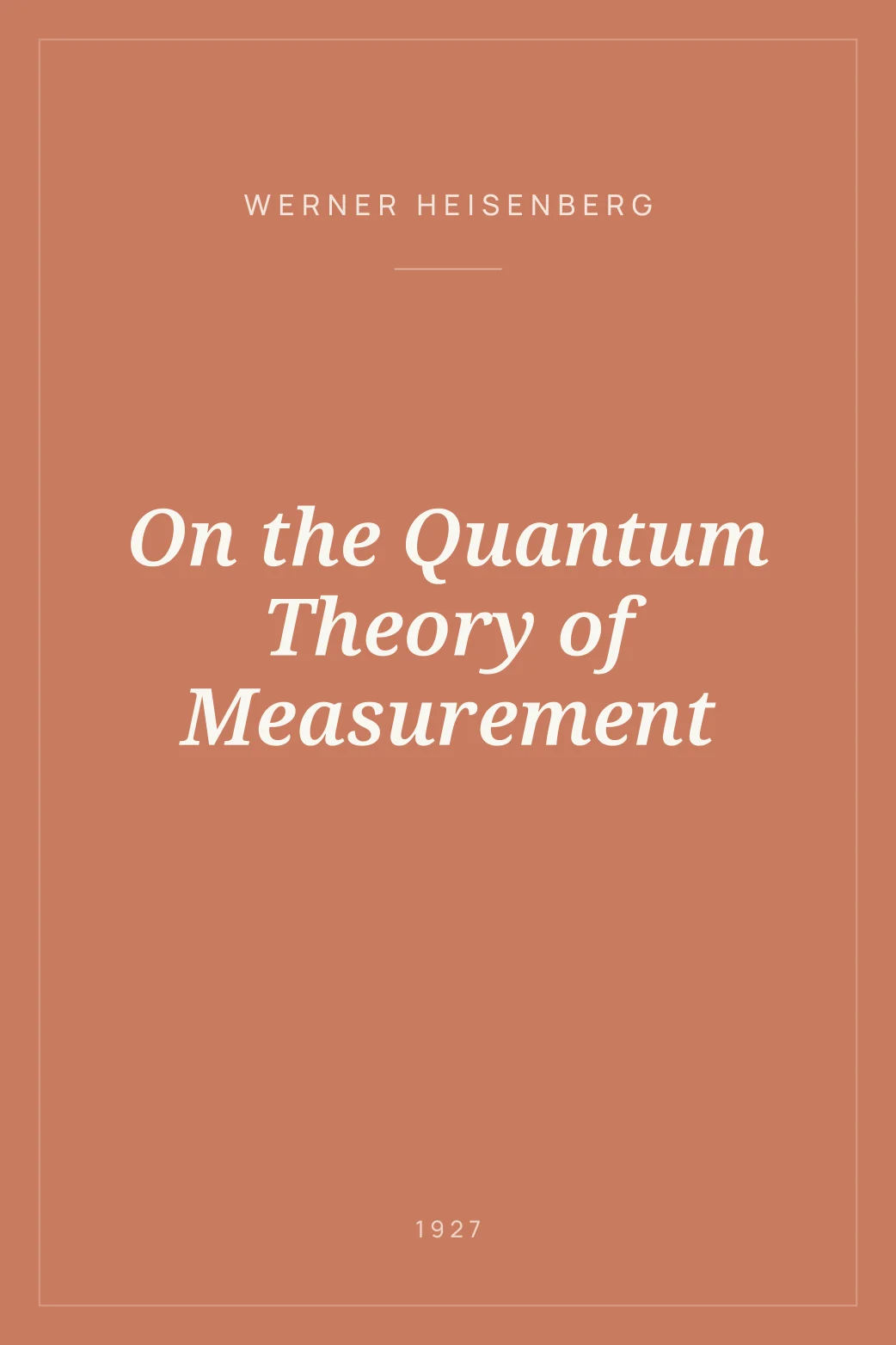 Portada de On the Quantum Theory of Measurement