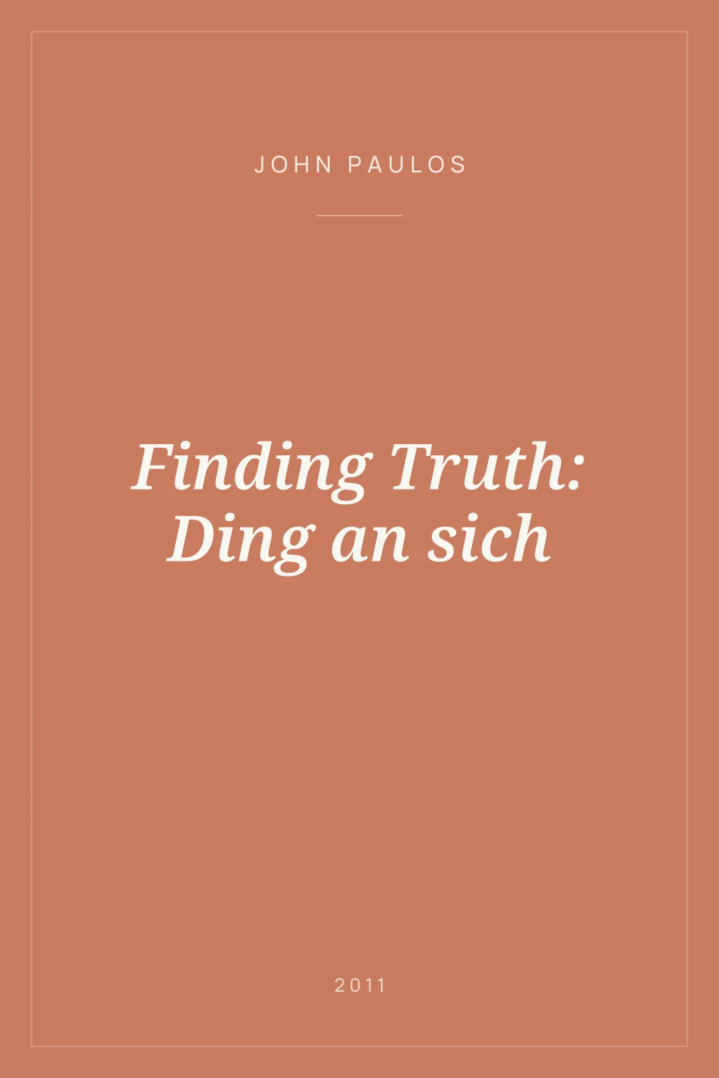 Portada de Finding Truth: Ding an sich