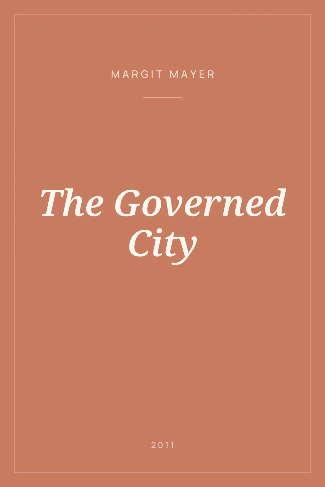 Portada de The Governed City