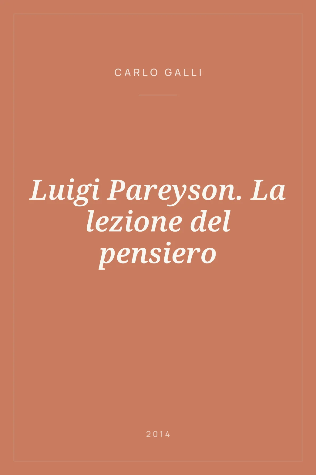 Portada de Luigi Pareyson. La lezione del pensiero