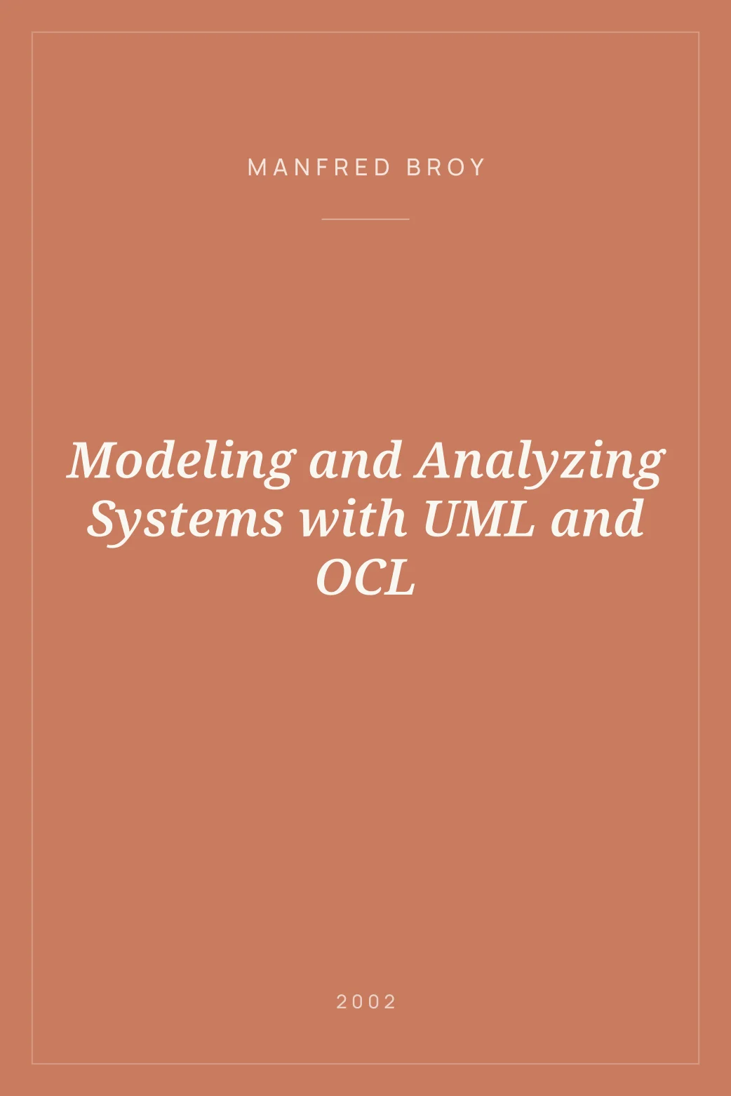 Portada de Modeling and Analyzing Systems with UML and OCL