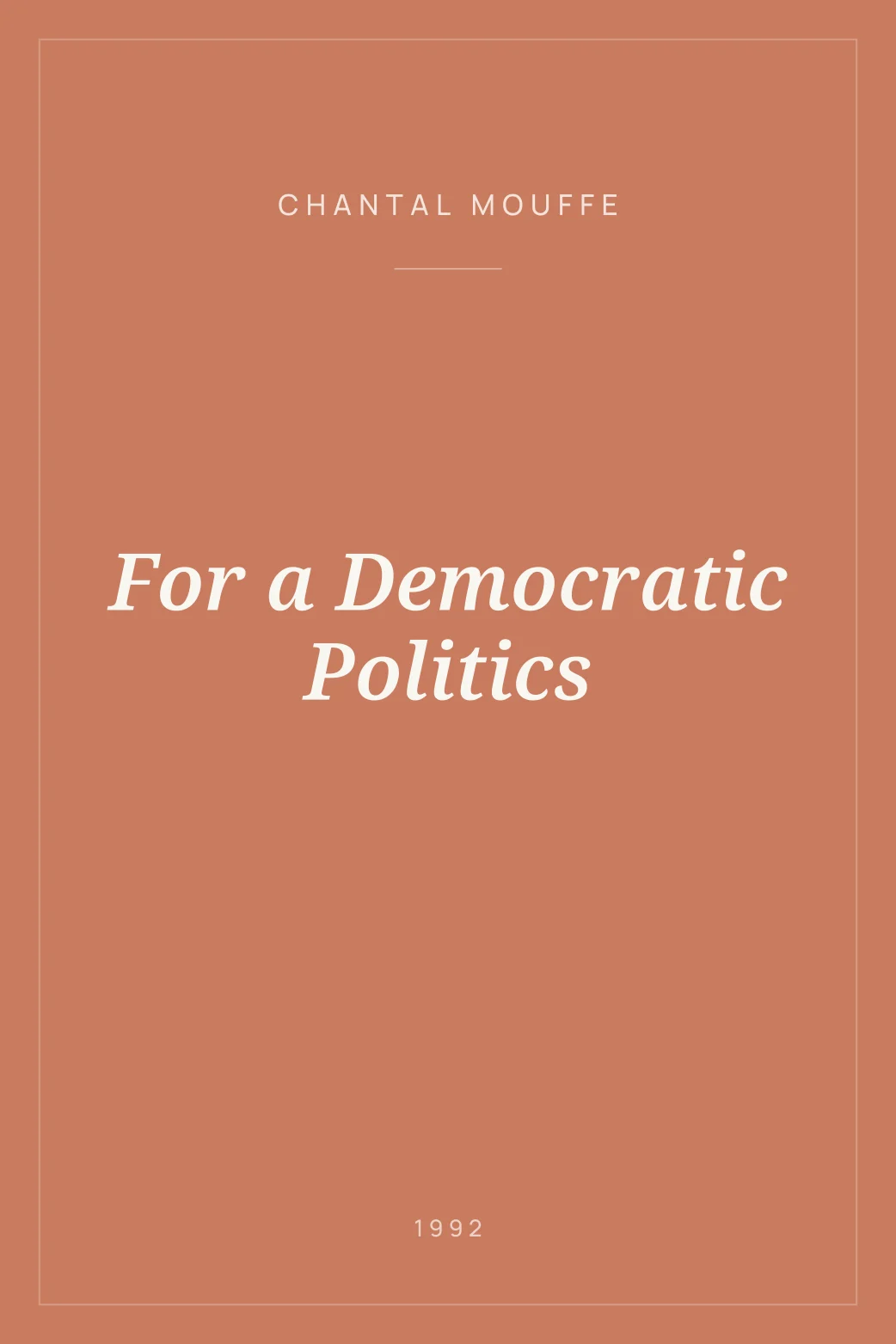 Portada de For a Democratic Politics