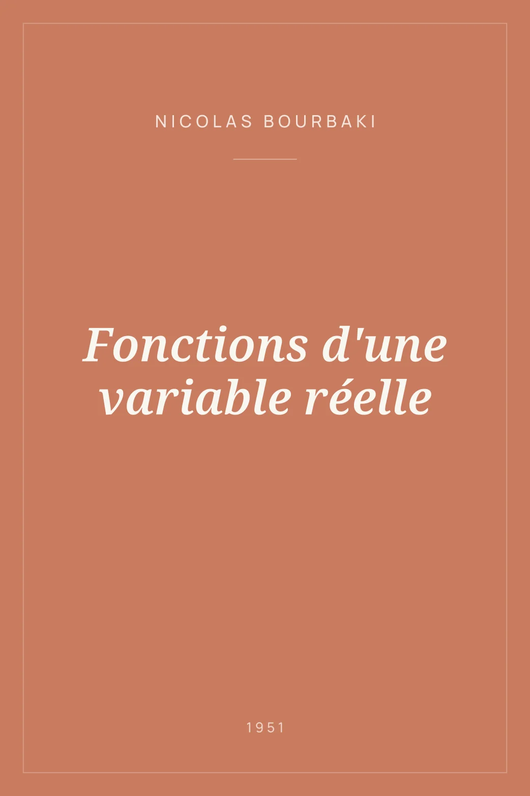 Portada de Fonctions d'une variable réelle