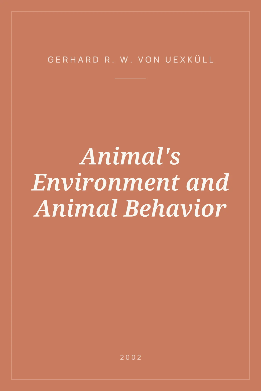 Portada de Animal's Environment and Animal Behavior