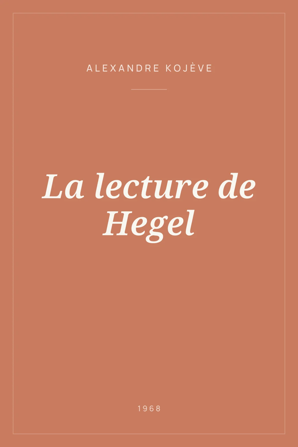 Portada de La lecture de Hegel
