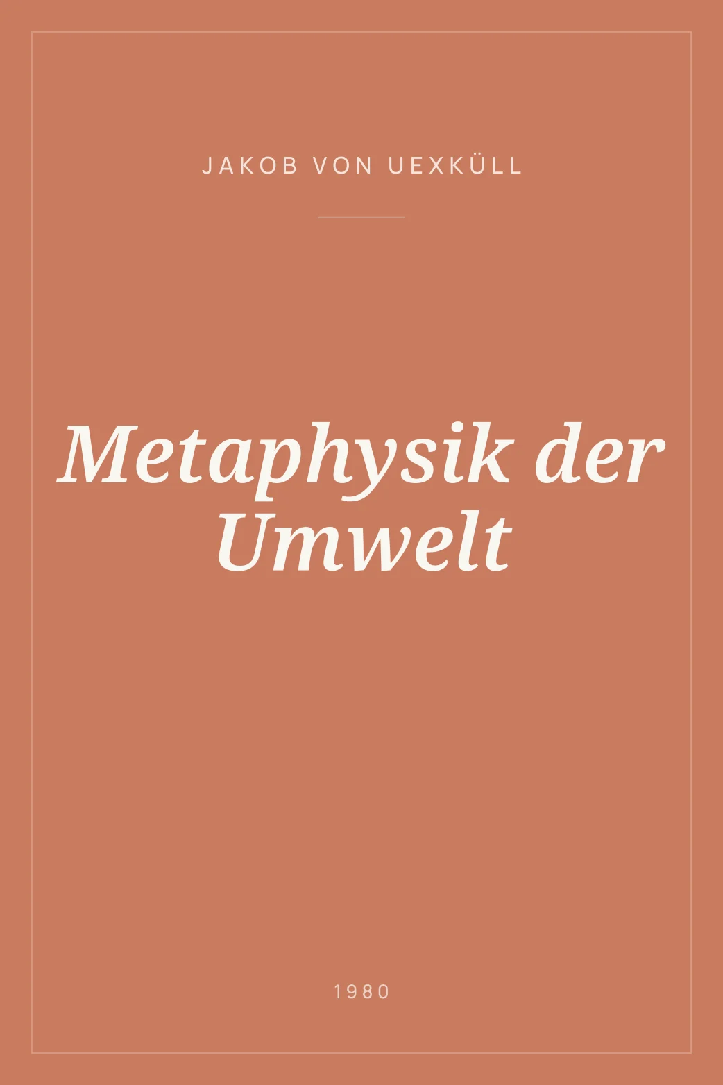 Portada de Metaphysik der Umwelt
