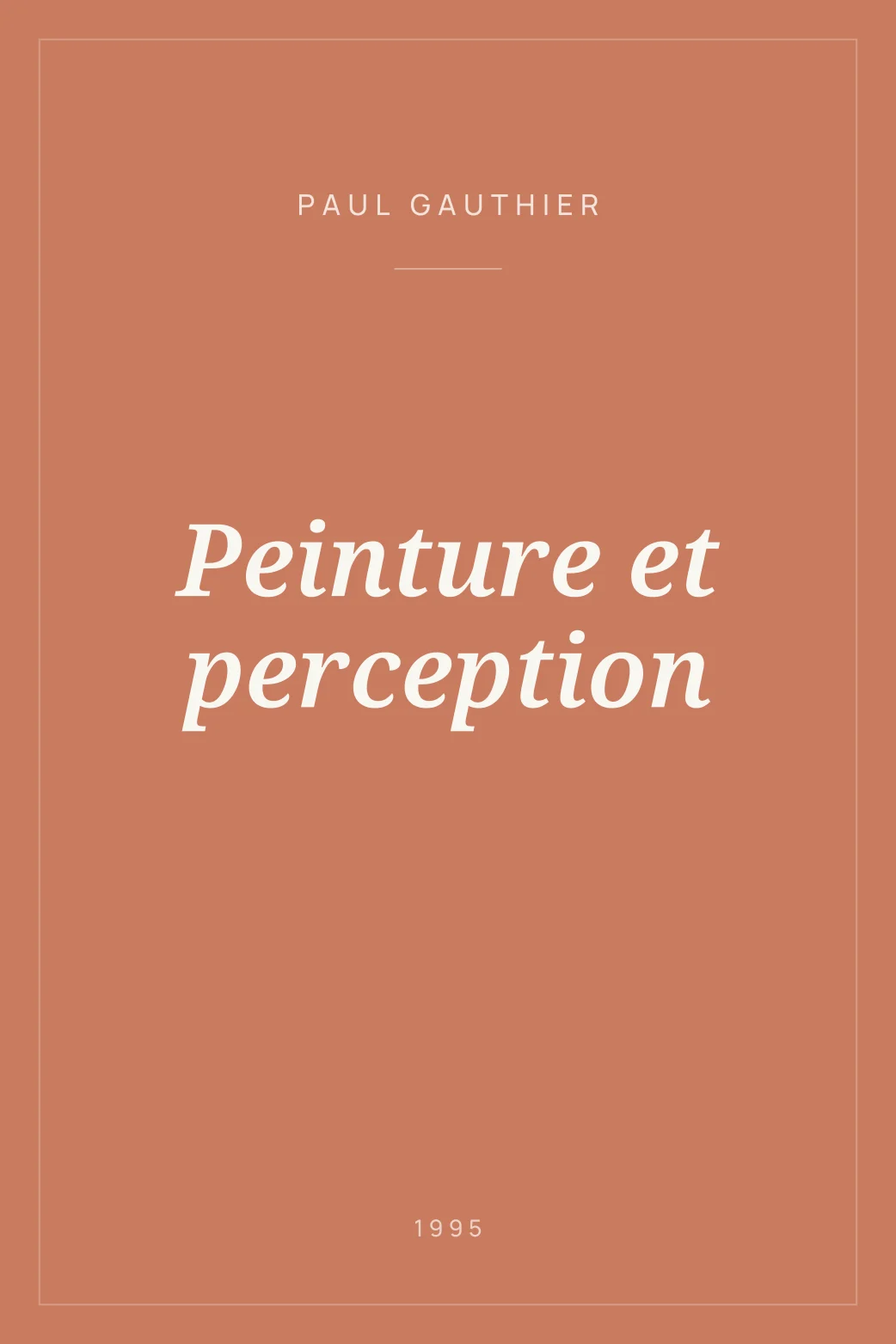 Portada de Peinture et perception