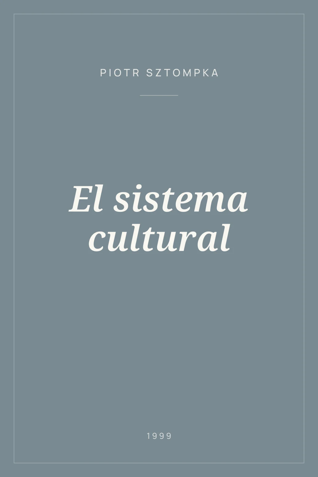 Portada de El sistema cultural