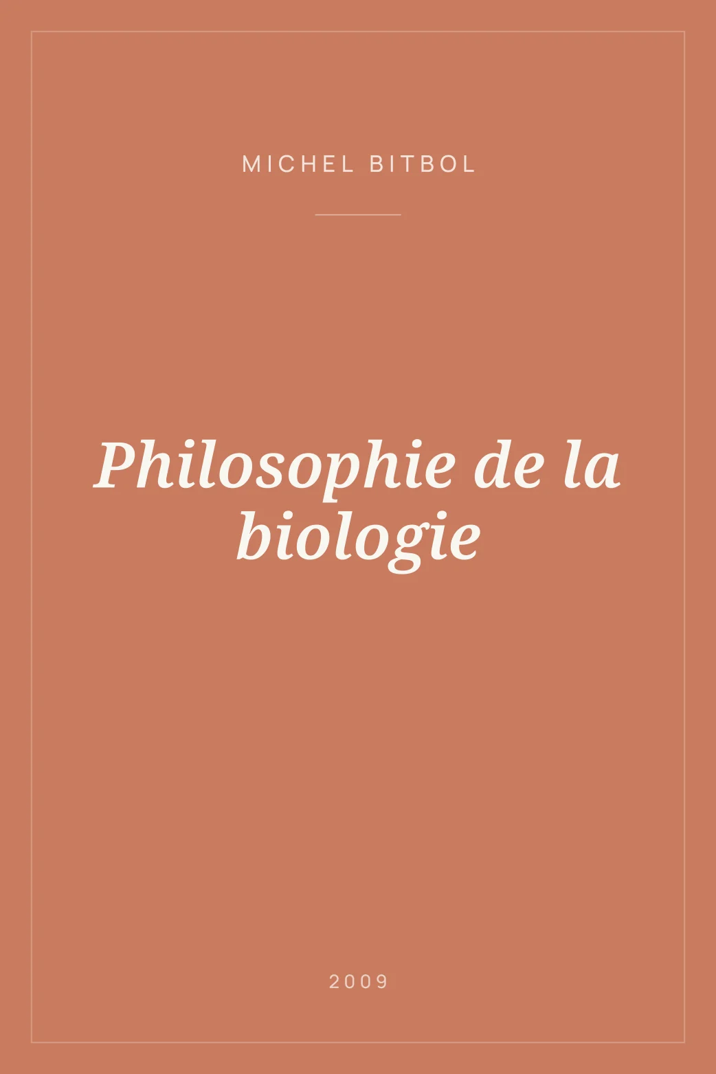 Portada de Philosophie de la biologie