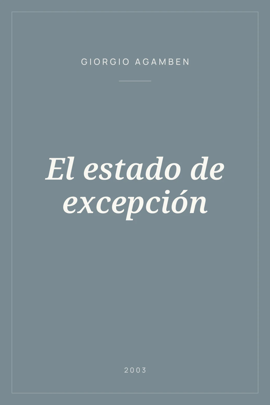 Portada de El estado de excepción