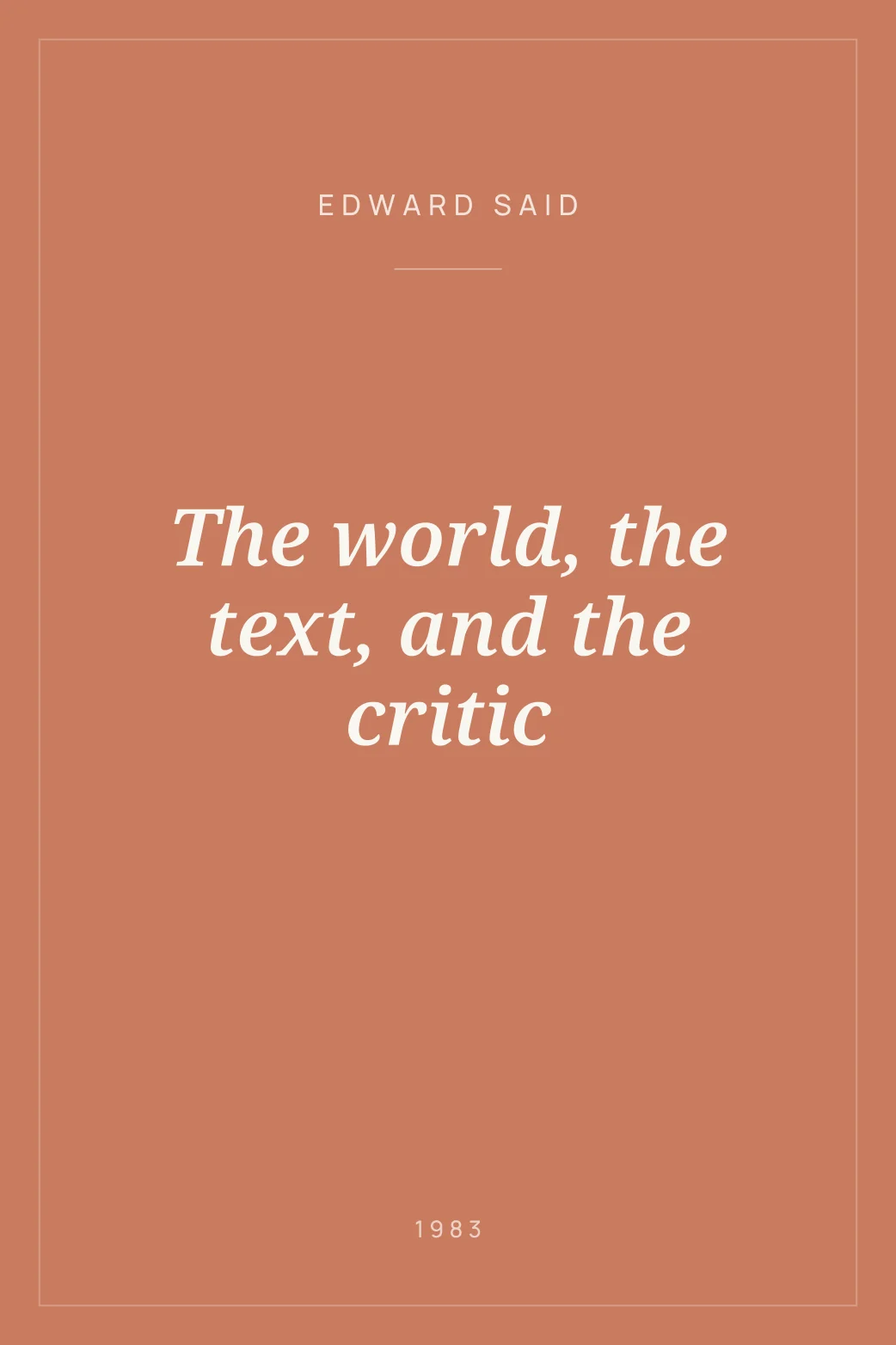 Portada de The world, the text, and the critic