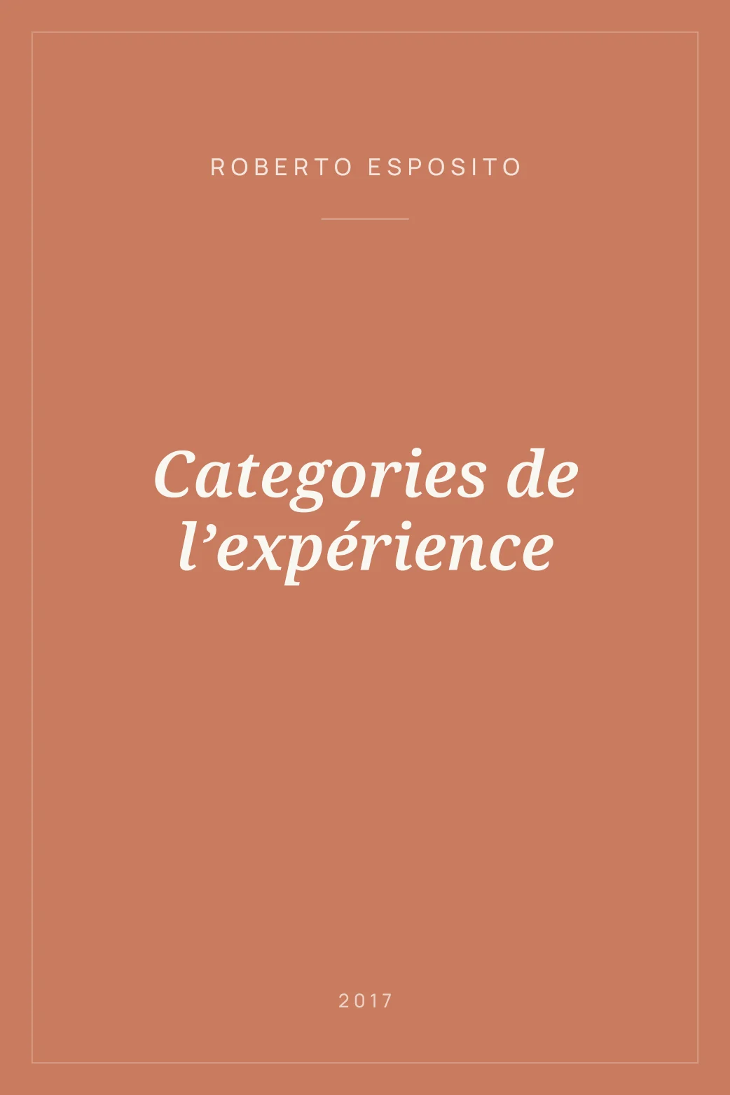 Portada de Categories de l’expérience