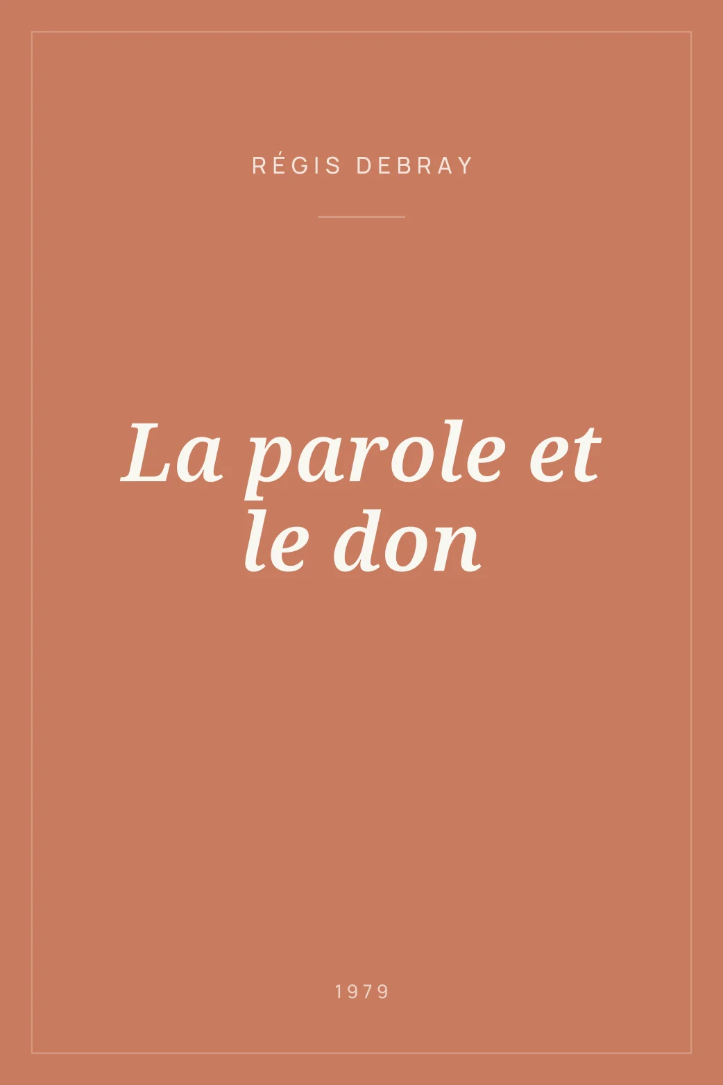 Portada de La parole et le don