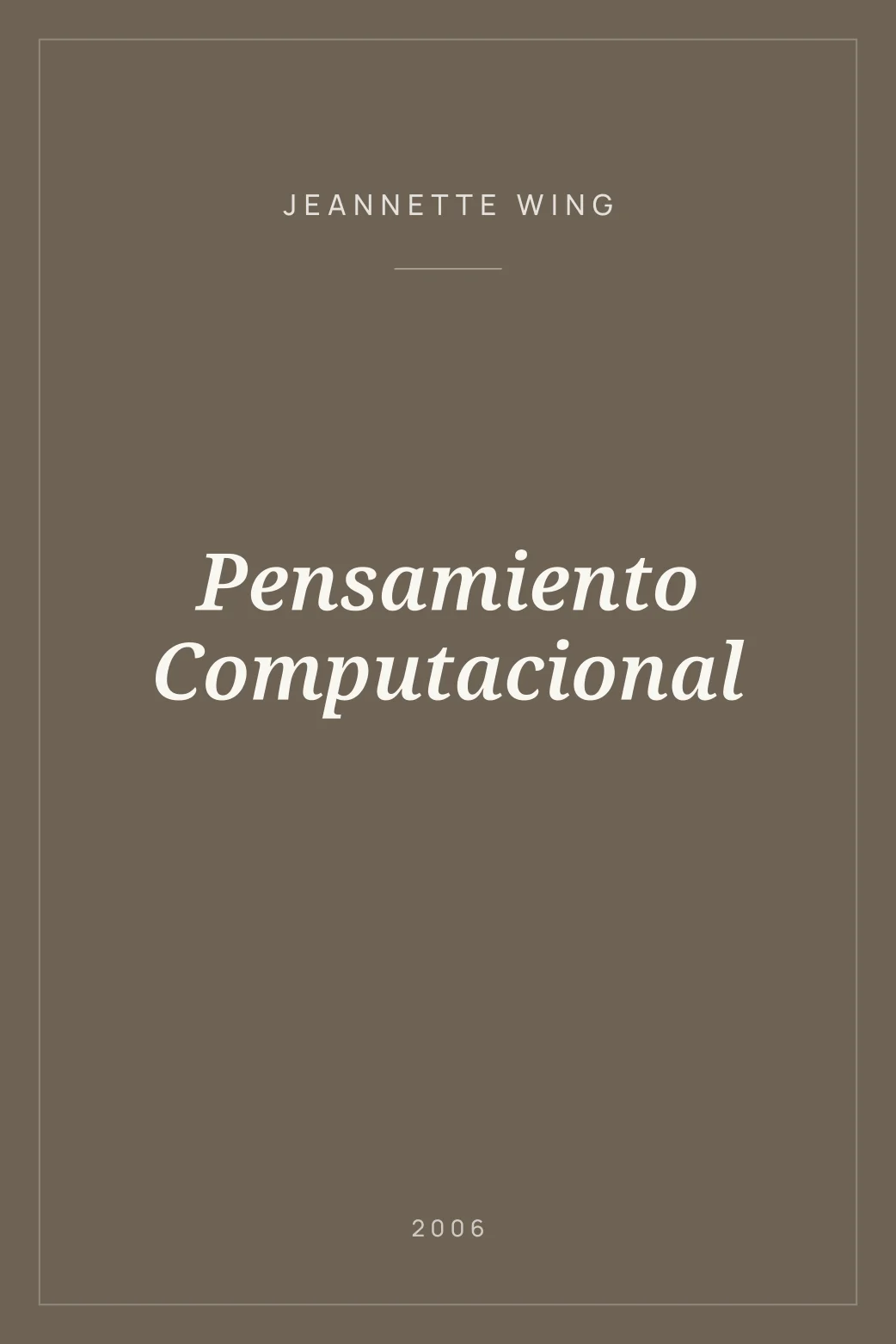 Portada de Pensamiento Computacional