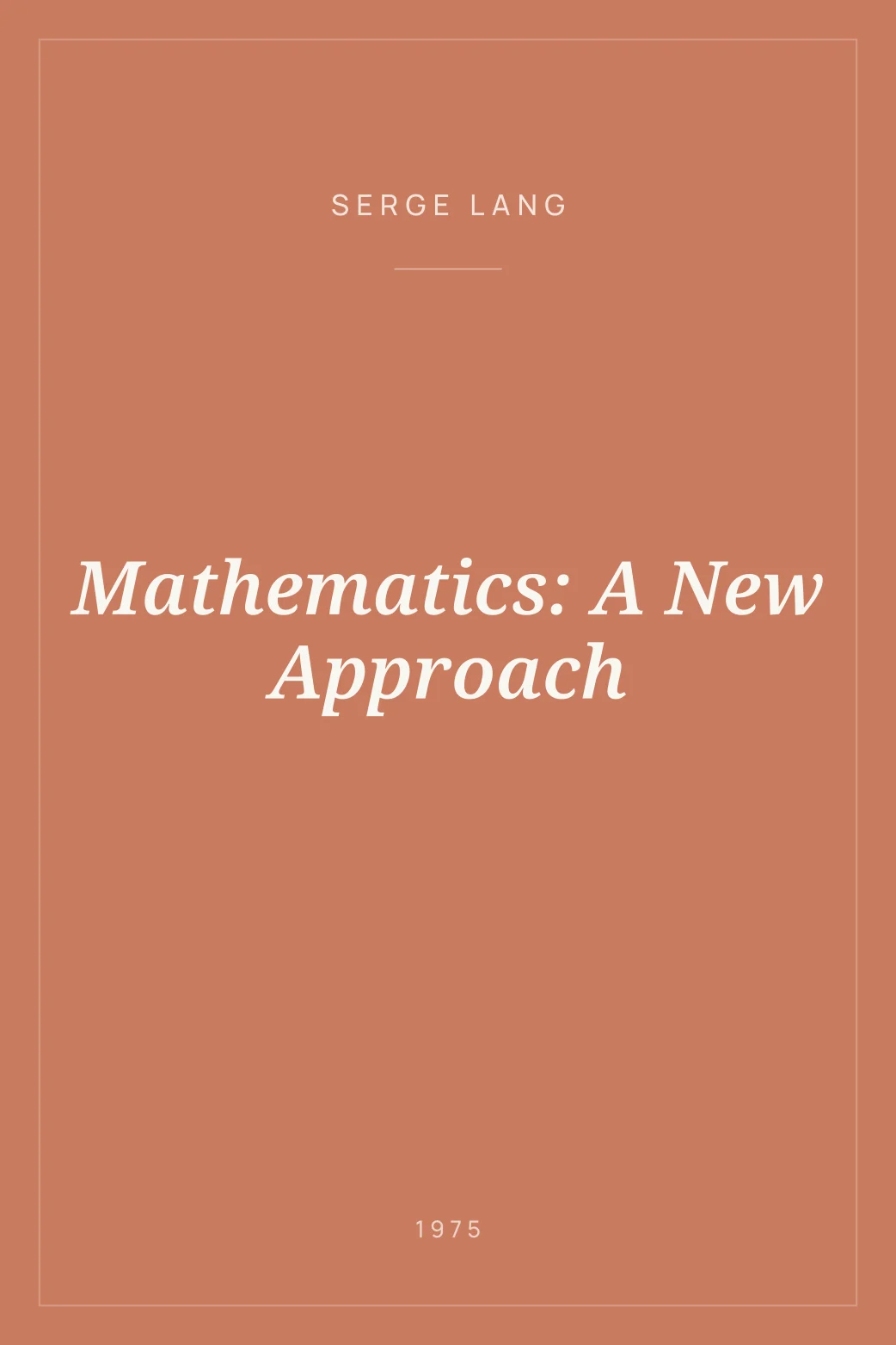 Portada de Mathematics: A New Approach
