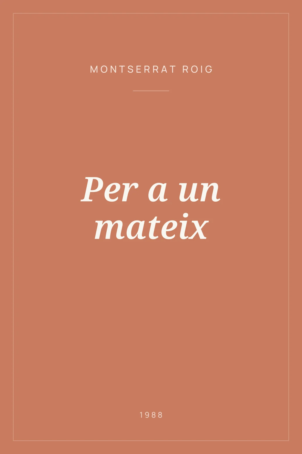 Portada de Per a un mateix