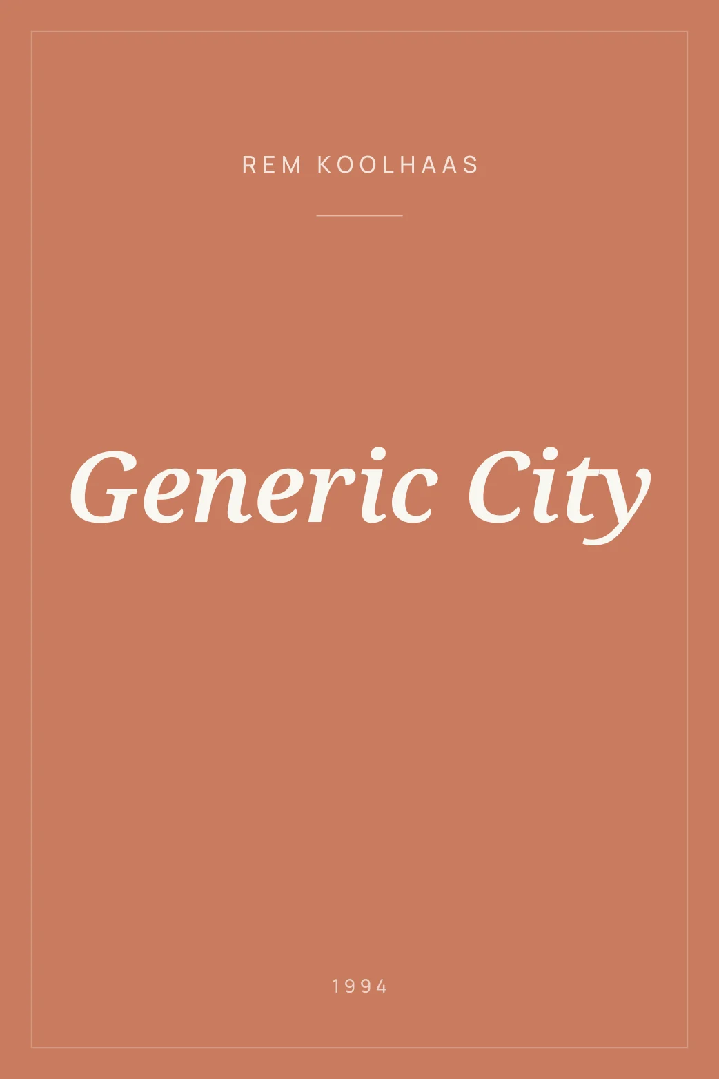 Portada de Generic City