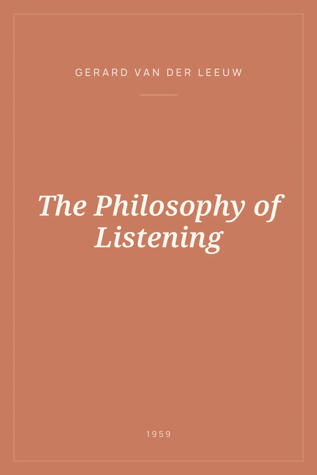 Portada de The Philosophy of Listening
