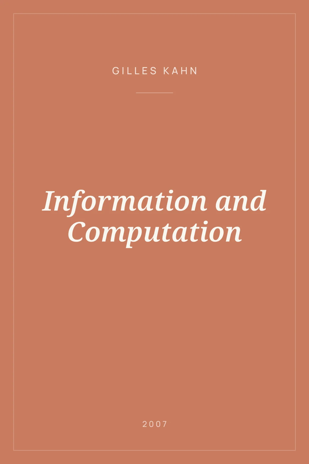Portada de Information and Computation