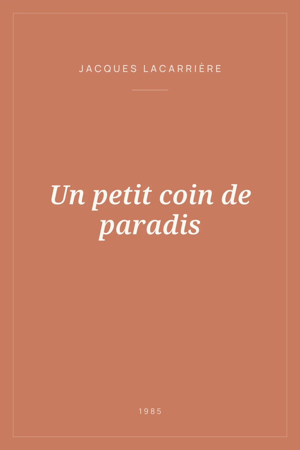 Portada de Un petit coin de paradis