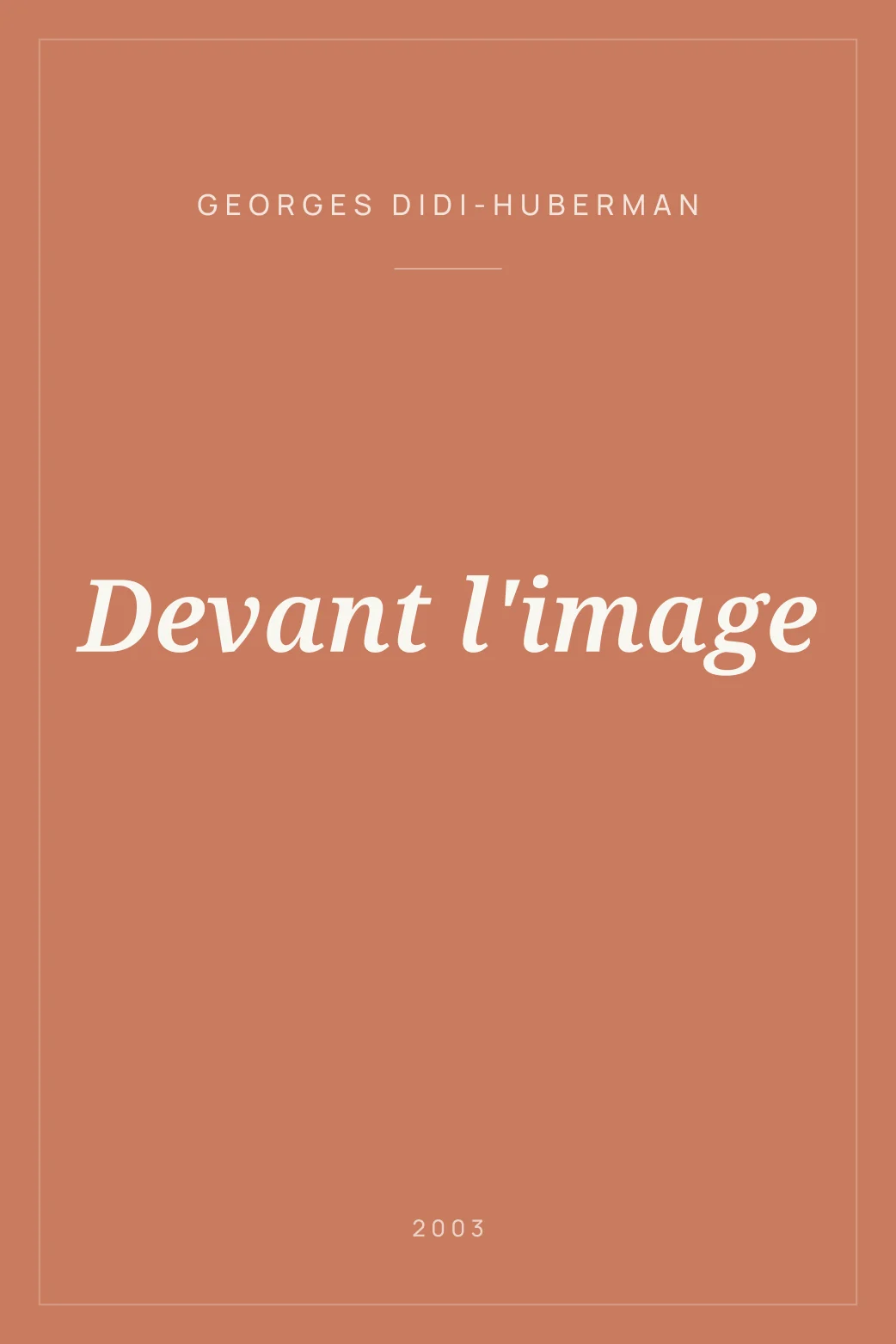 Portada de Devant l'image