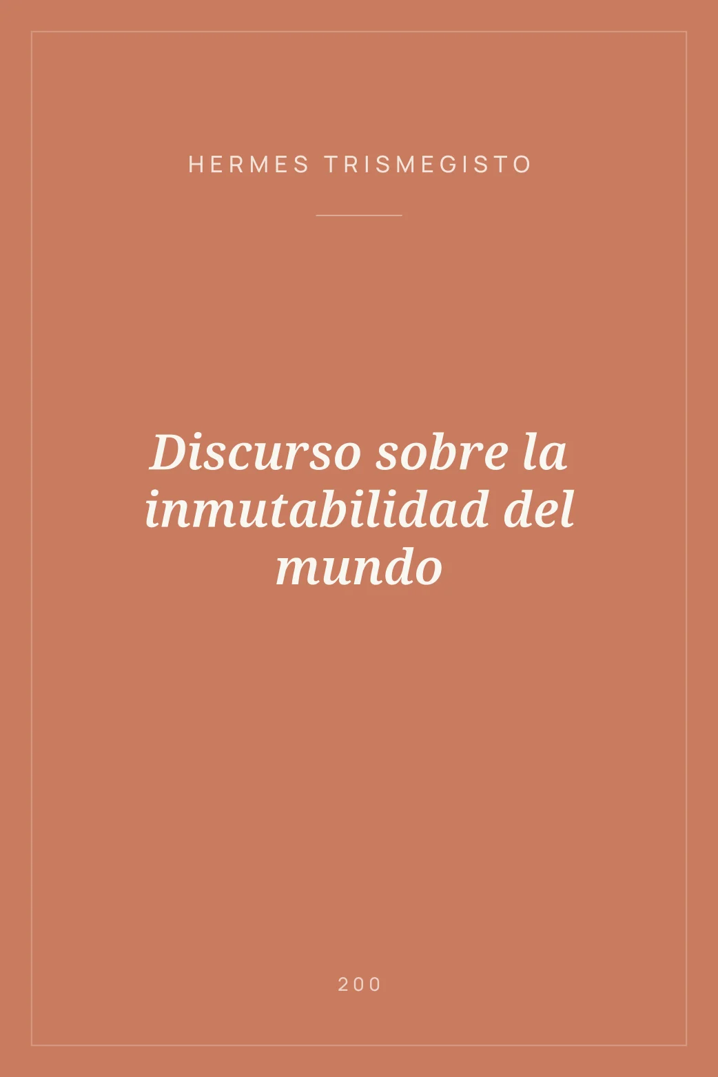 Portada de Discurso sobre la inmutabilidad del mundo