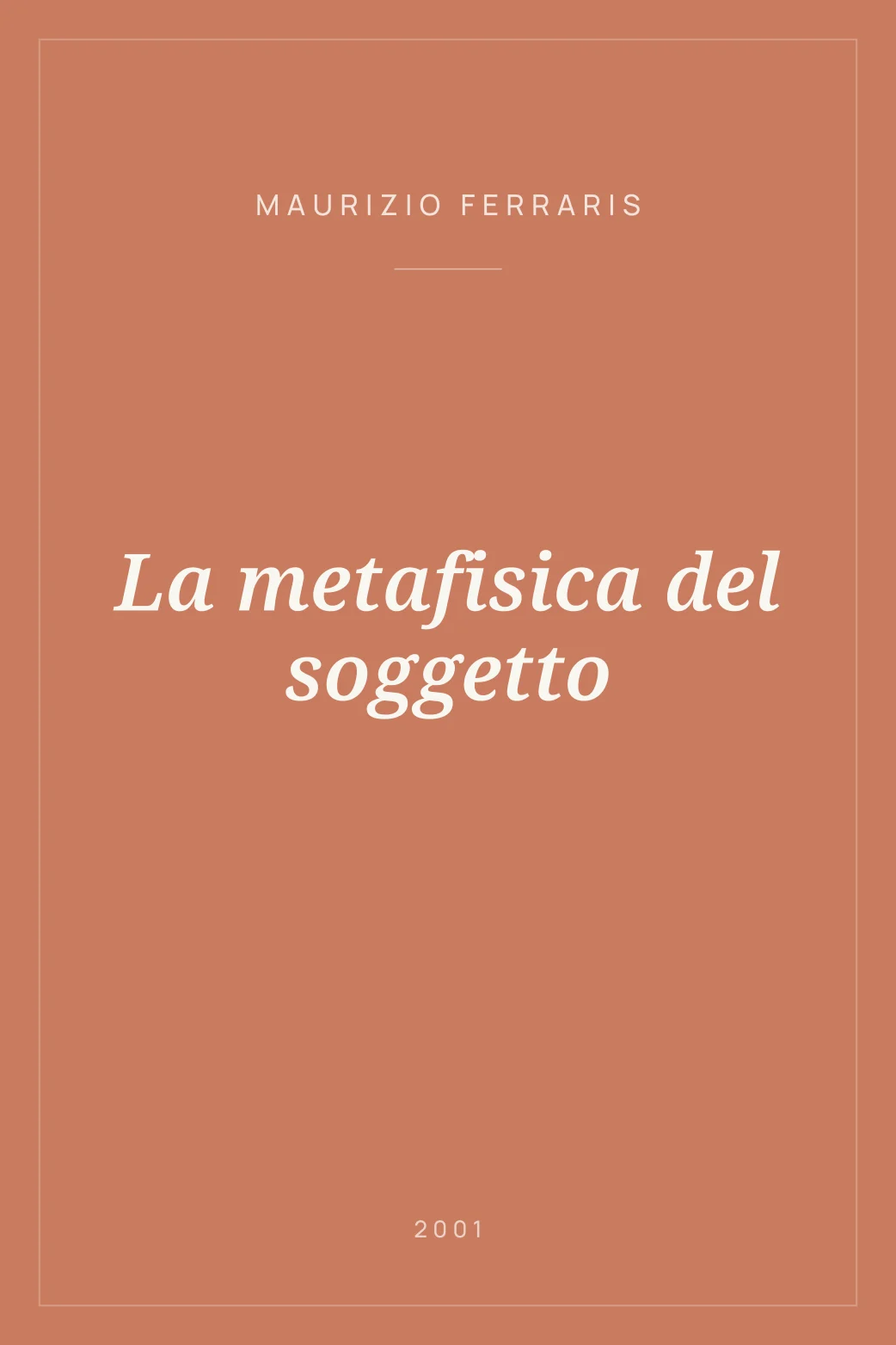 Portada de La metafisica del soggetto