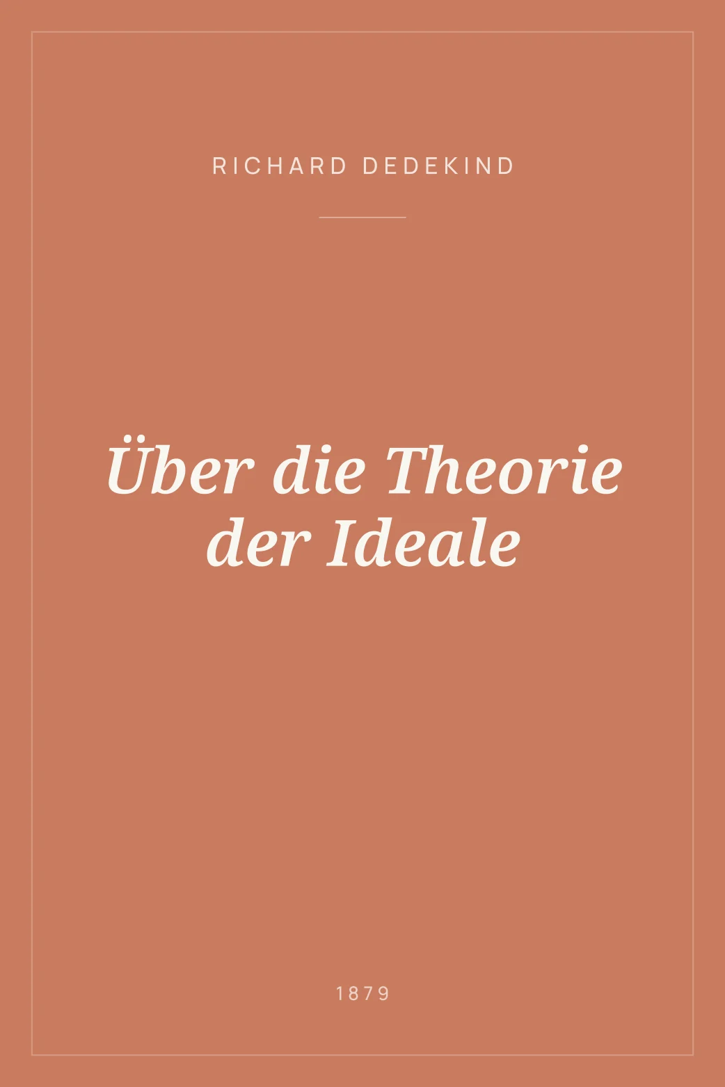 Portada de Über die Theorie der Ideale