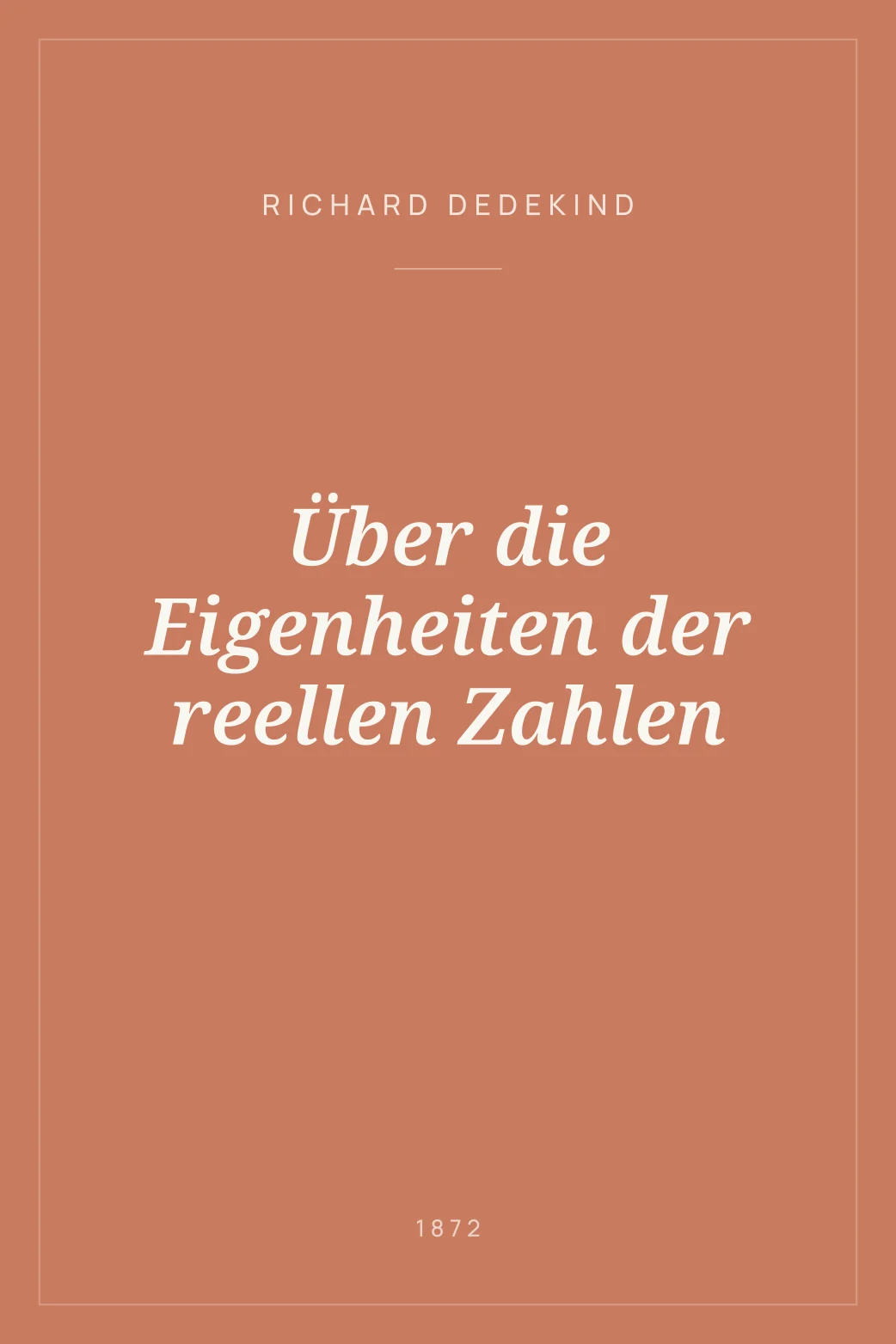 Portada de Über die Eigenheiten der reellen Zahlen