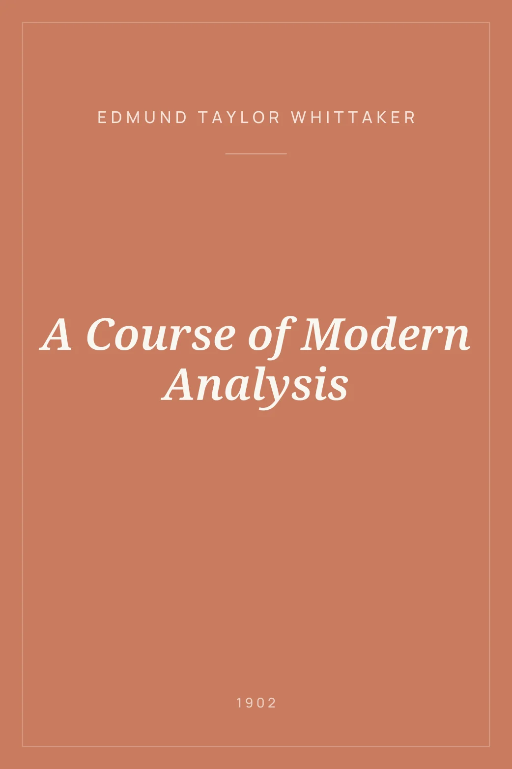 Portada de A Course of Modern Analysis