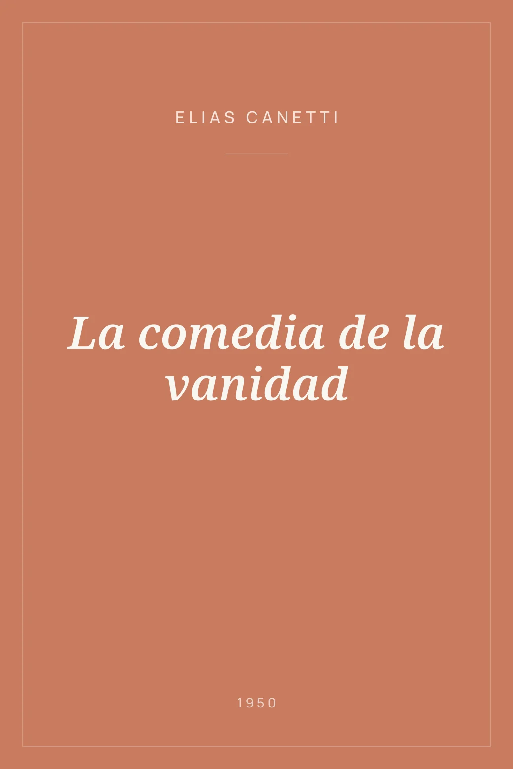 Portada de La comedia de la vanidad