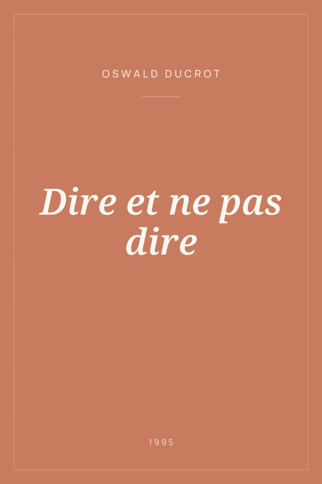 Portada de Dire et ne pas dire