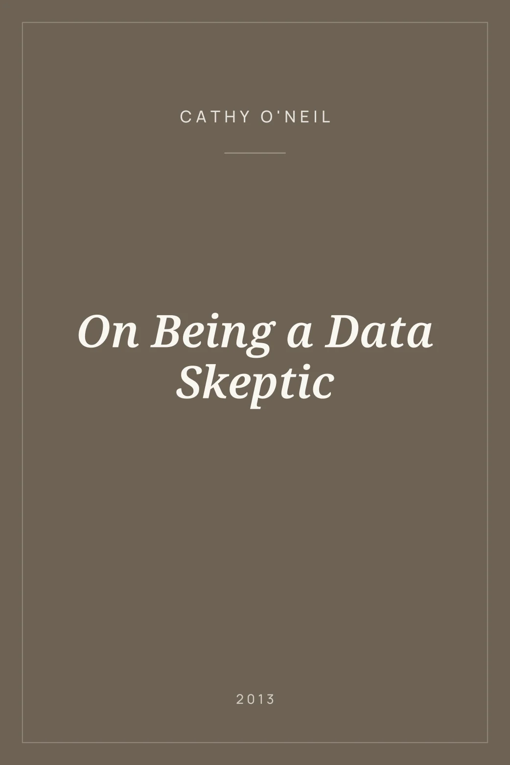 Portada de On Being a Data Skeptic