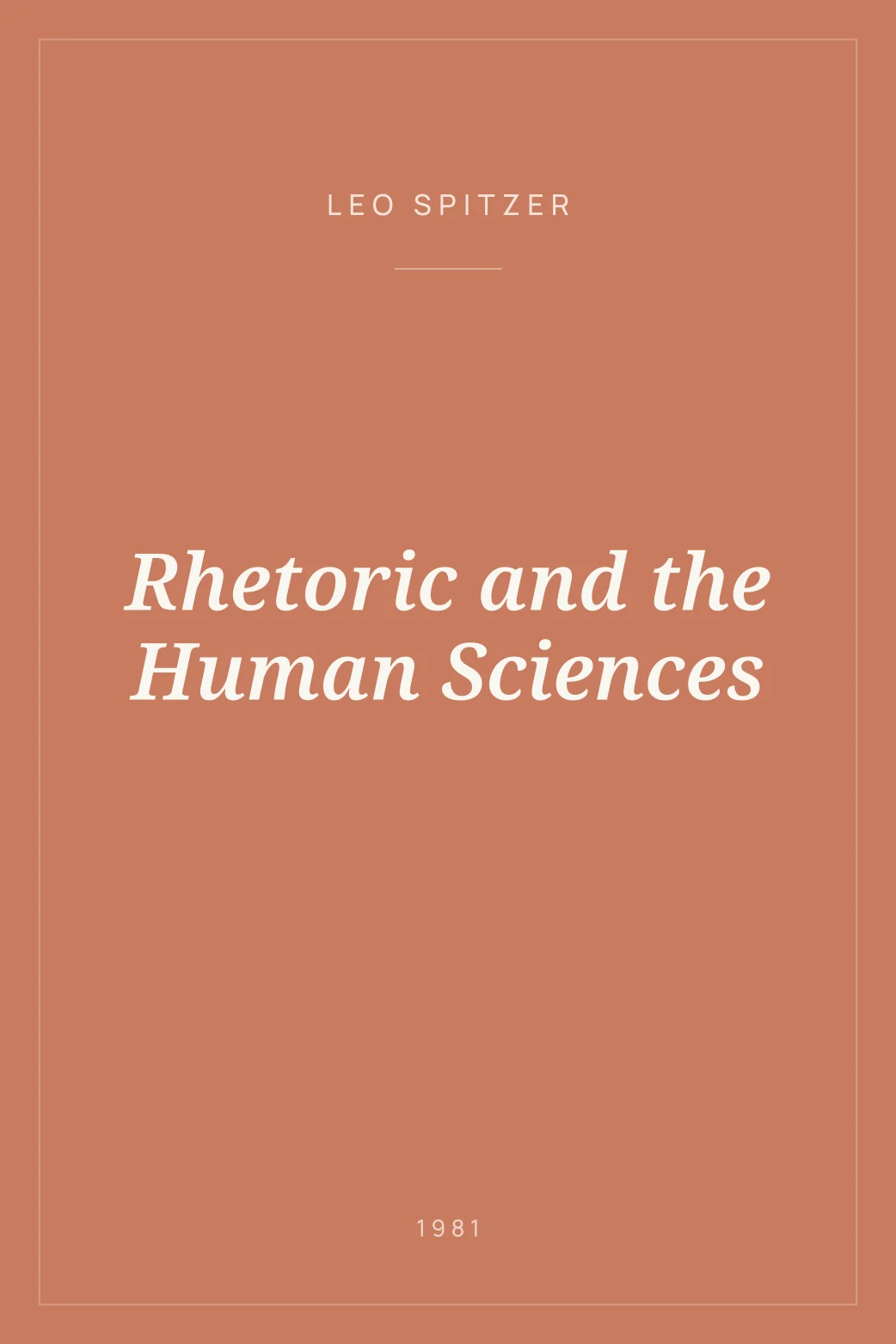 Portada de Rhetoric and the Human Sciences