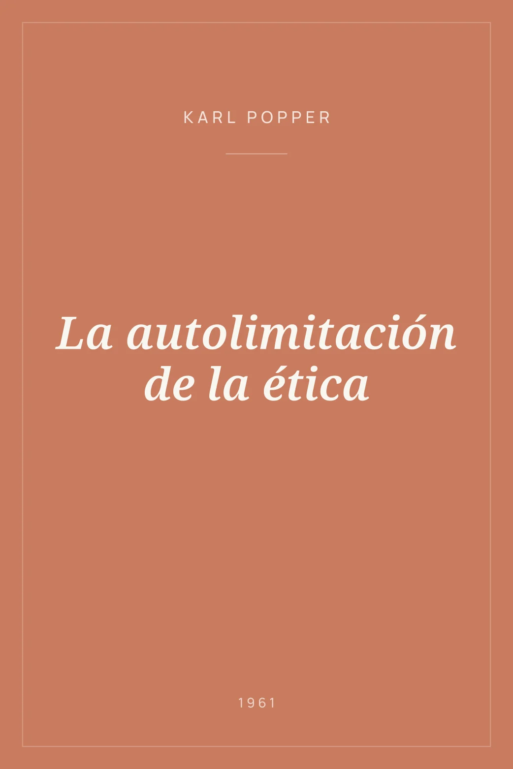 Portada de La autolimitación de la ética
