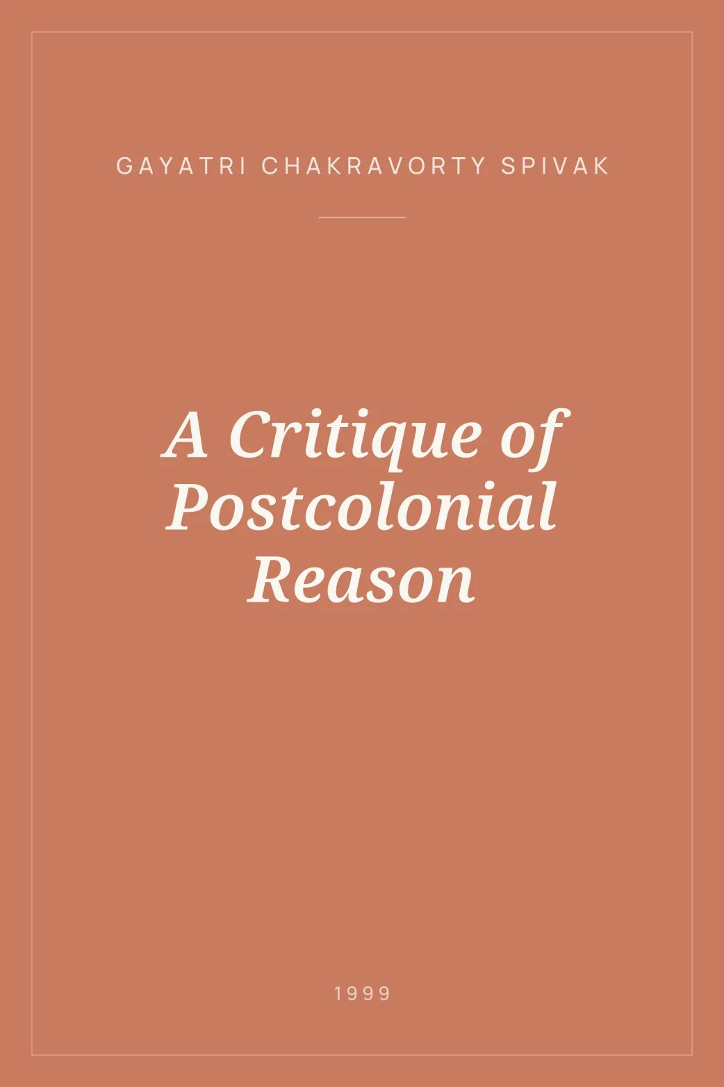 Portada de A Critique of Postcolonial Reason