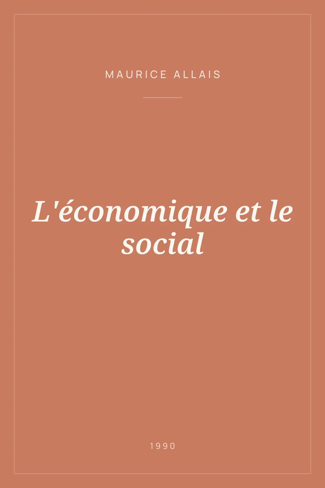 Portada de L'économique et le social