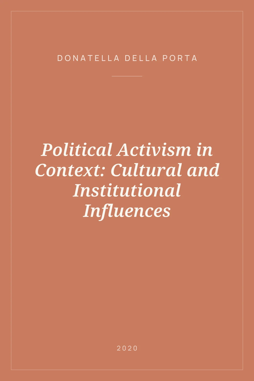 Portada de Political Activism in Context: Cultural and Institutional Influences