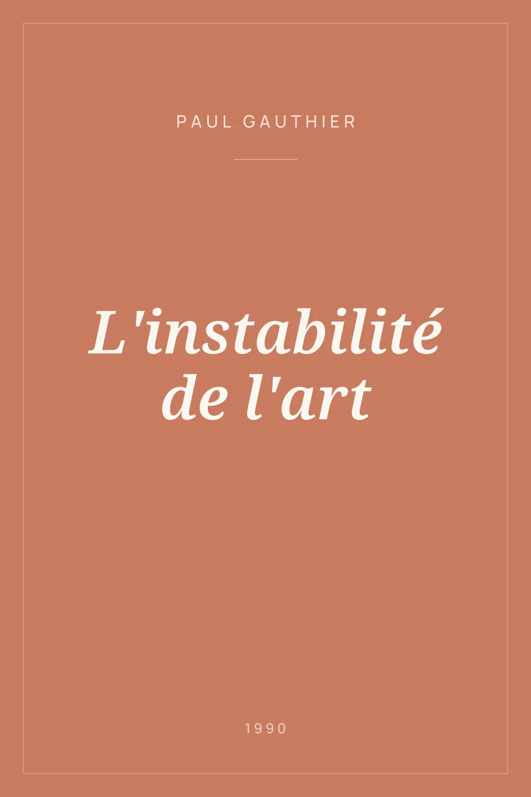 Portada de L'instabilité de l'art